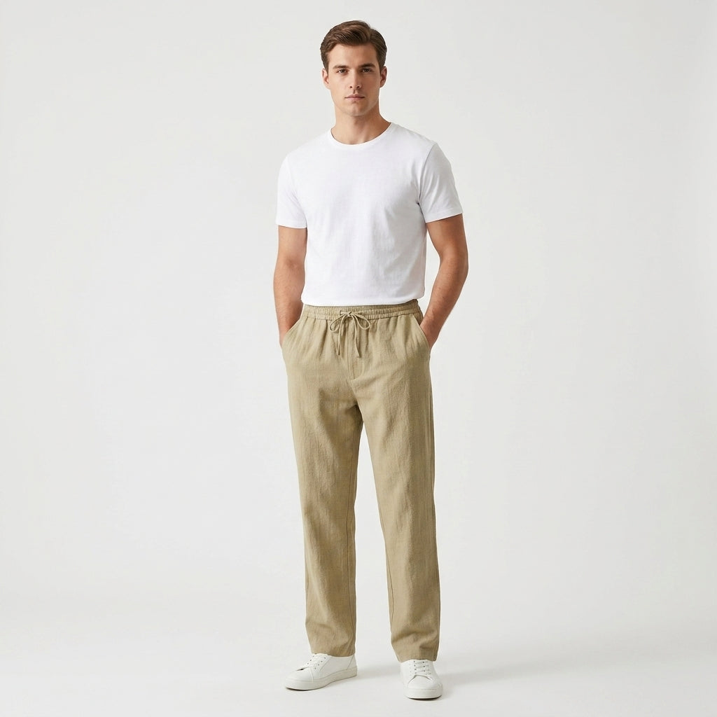 Linnen broek heren met trekkoord – zomerse linnen broek