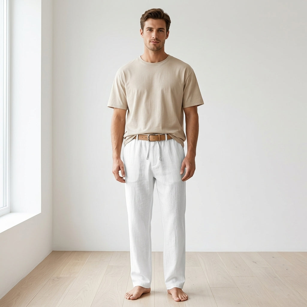 Linnen broek heren met trekkoord – zomerse linnen broek