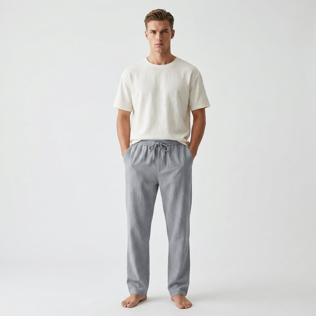 Linnen broek heren met trekkoord – zomerse linnen broek