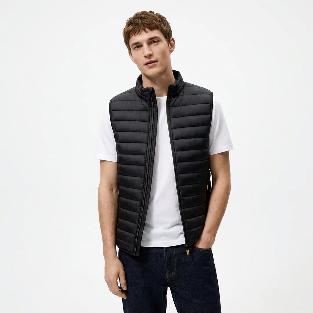 Gewatteerde waterafstotende bodywarmer heren – mouwloze winterjas