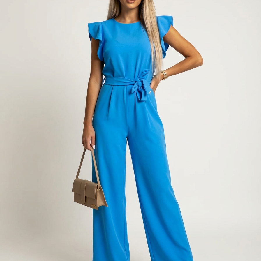 Elegante dames jumpsuit met ruffle mouwen – Valérie