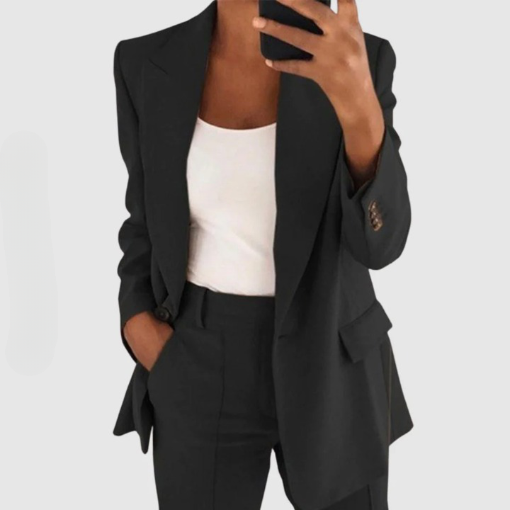 Elegante blazer & pantalon damespak met moderne pasvorm
