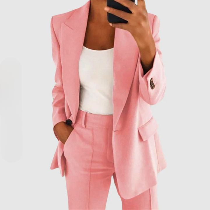 Elegante blazer & pantalon damespak met moderne pasvorm