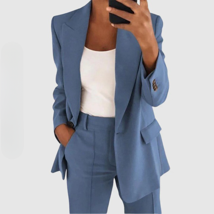 Elegante blazer & pantalon damespak met moderne pasvorm