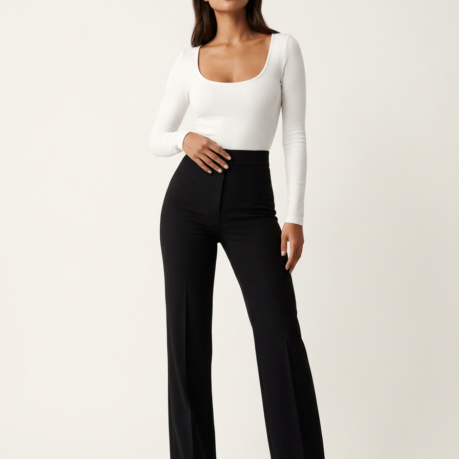 Hoge taille dames flared broek – Noella