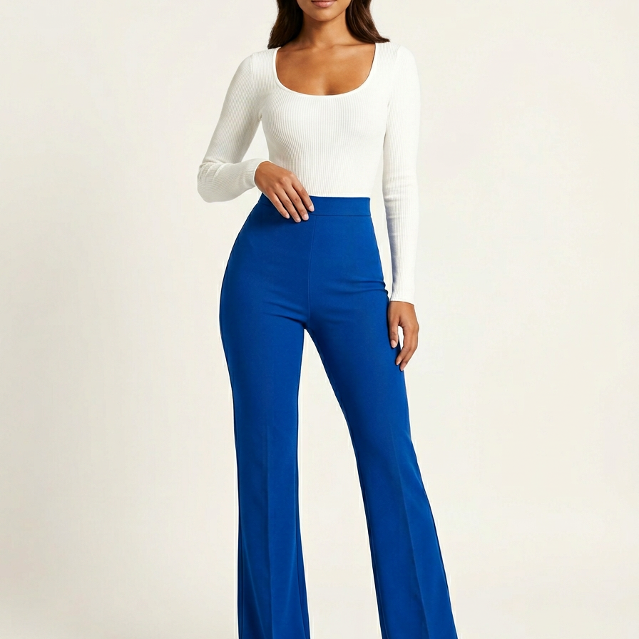Hoge taille dames flared broek – Noella